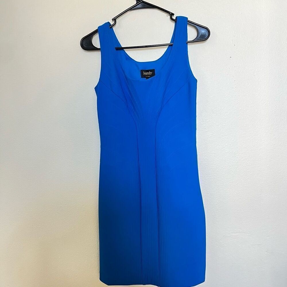 Laundry by Shelli Segal Blue Above Knee Sleeveless Sheath Dress 2 Xs S $280